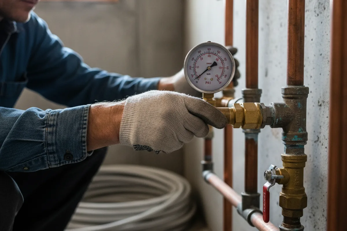 Pressure testing a repaired line during Water Line Repair in West Paducah